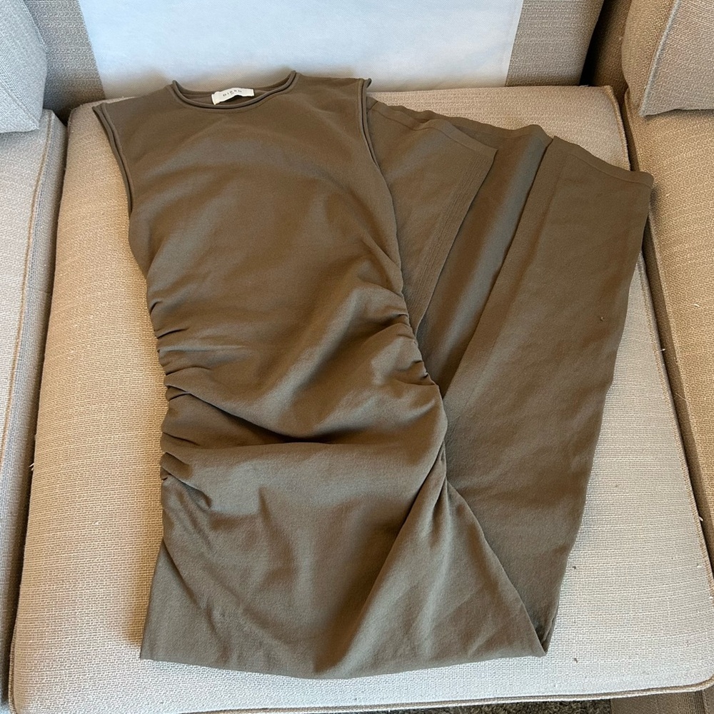 Dissh Romy Sleeveless Maxi Knit Dress - Khaki Olive Military Green Stretchy - Picture 3 of 8